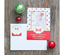 Polka Dot Printable Holiday Photo Card - Red